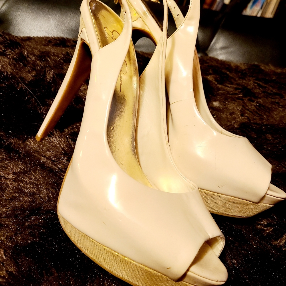 Jessica Simpson Open Toe Platform Stilettos - Picture 4 of 7